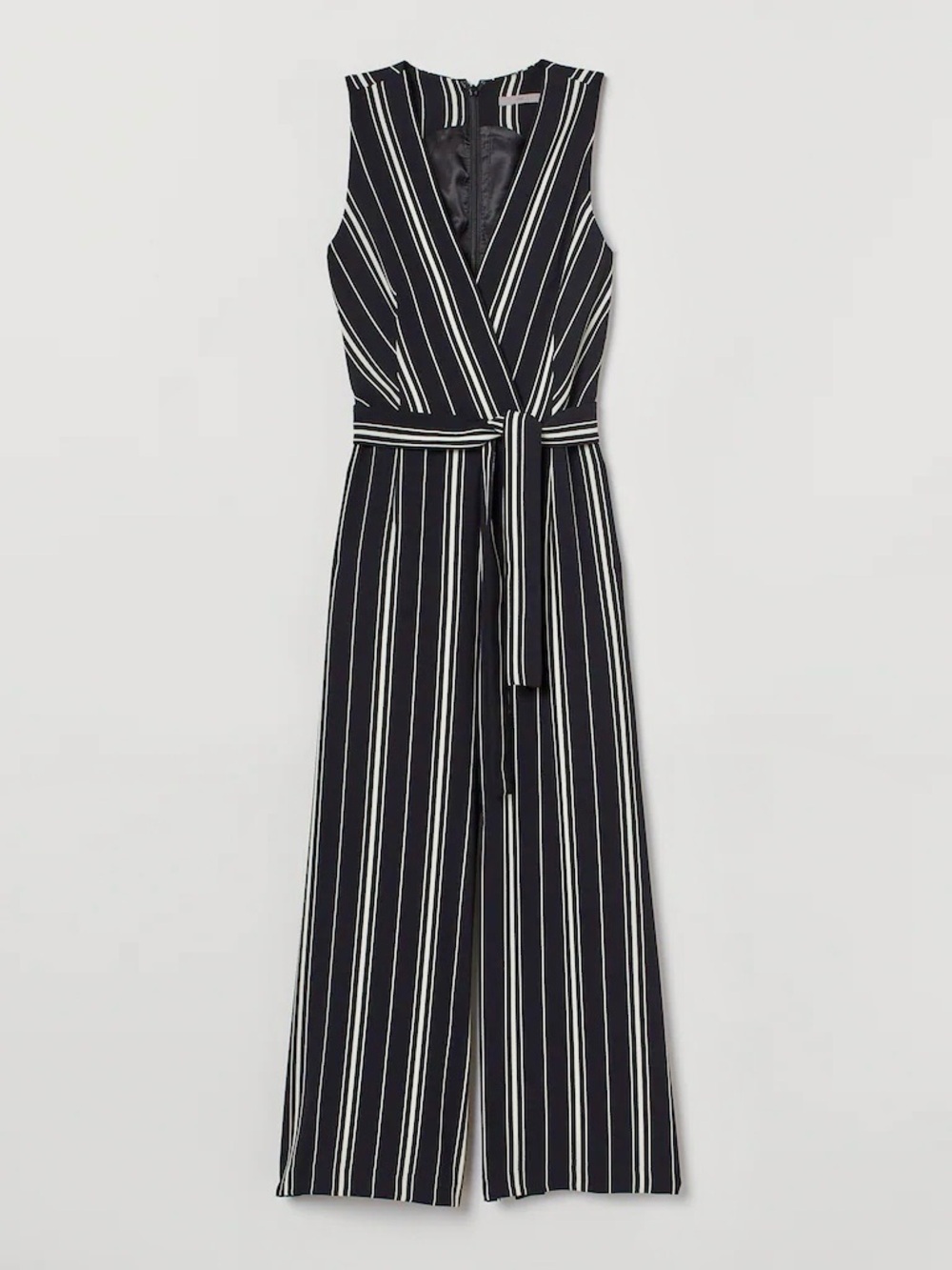 H&M Black Jumpsuit with White Pinstripes
